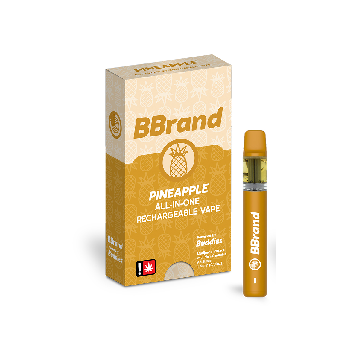 Buddies Brand 1G Flavored AIO Vape - Pineapple Express