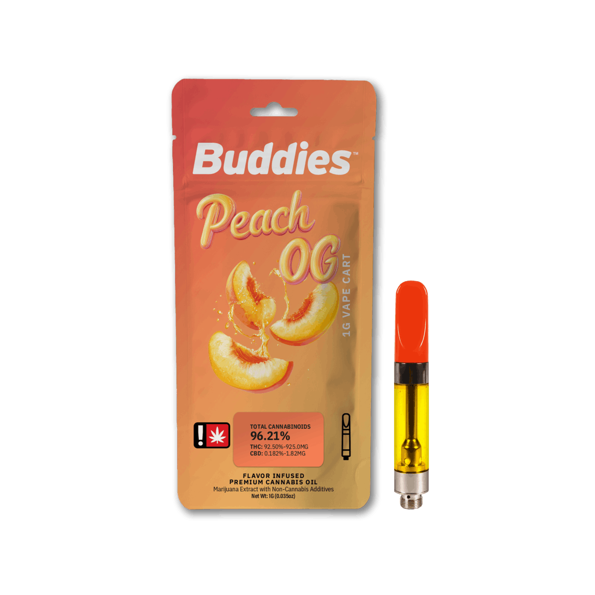 Buddies Brand 1G Flavored Cartridge - Peach OG