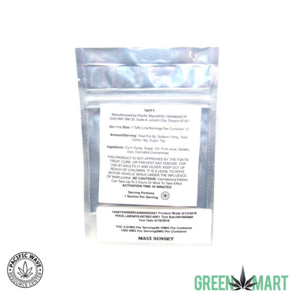 Pacific Wave Edibles THC Taffy Maui Sunset
