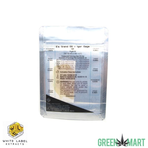 White Label Extracts - E's Grande OG x Igor Gage Back