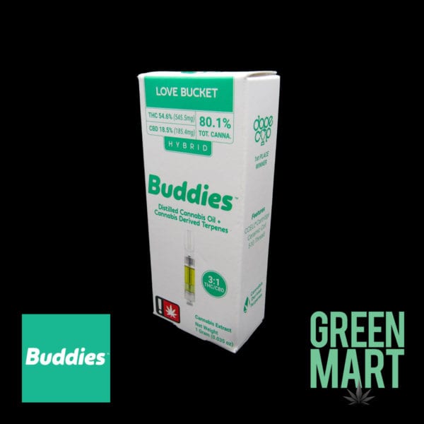 Buddies Brand Distillate Cartridge - Love Bucket Front