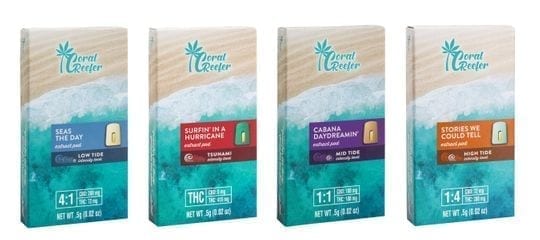 Coral Reefer vaporizer formulas have four different CBD-to-THC ratios that range in intensity and were developed to provide tailored benefits for adults seeking pain relief, mood management, or total body relaxation. (Photo: Provided/Surterra Wellness)