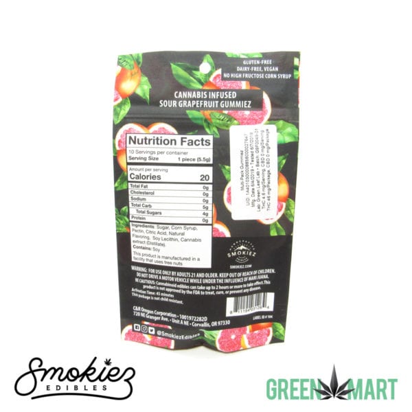 Smokiez Edibles THC Gummiez - Sour Grapefruit Back