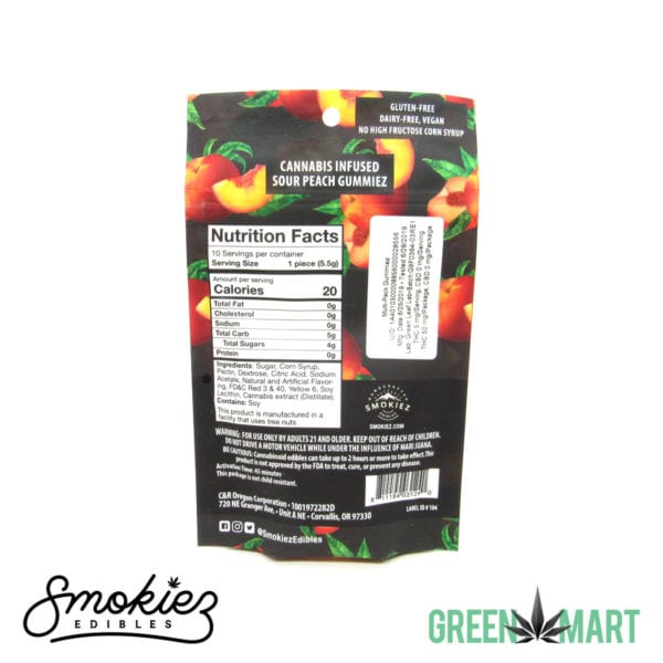 Smokiez Edibles THC Gummiez - Sour Watermelon Back