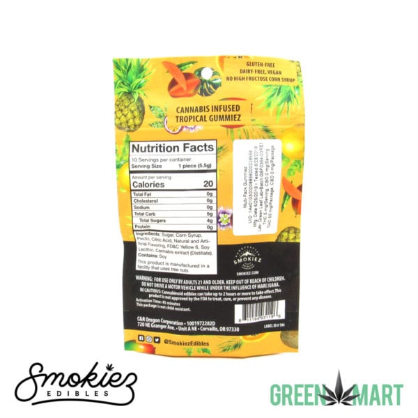 Smokiez Edibles THC Gummiez - Tropical Fruit Back