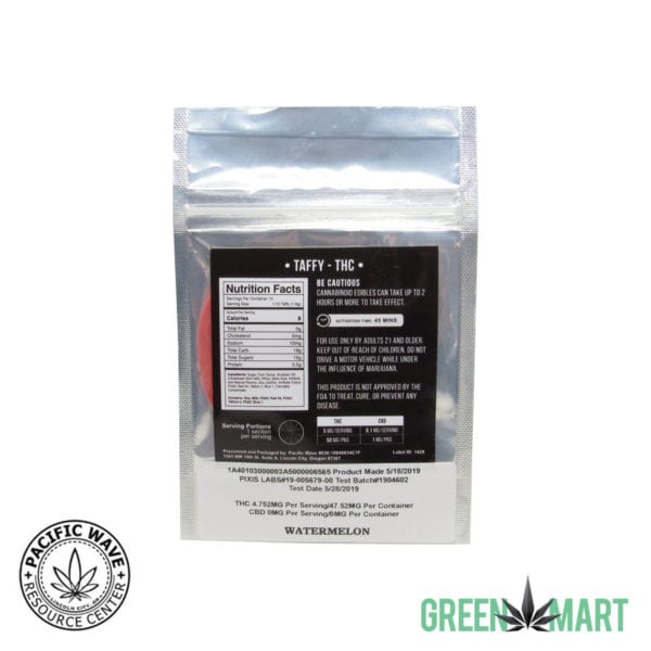 Pacific Wave Edibles THC Taffy - Watermelon