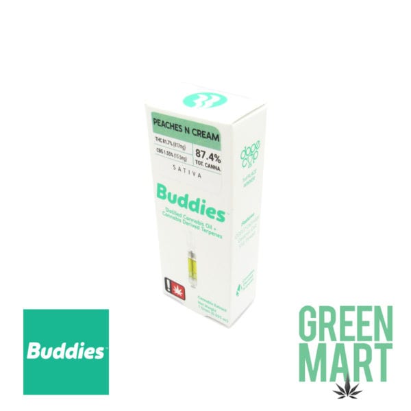 Buddies Distillate Cartridge - Peaches N Cream 1g
