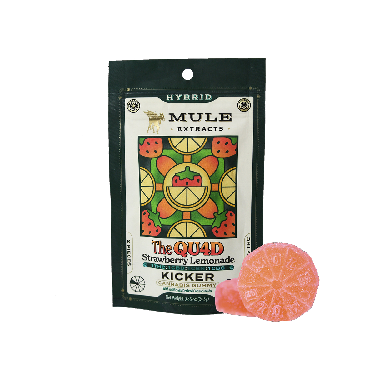 Mule Kicker - Strawberry Lemonade 1:1:1:1 Gummy 2pk