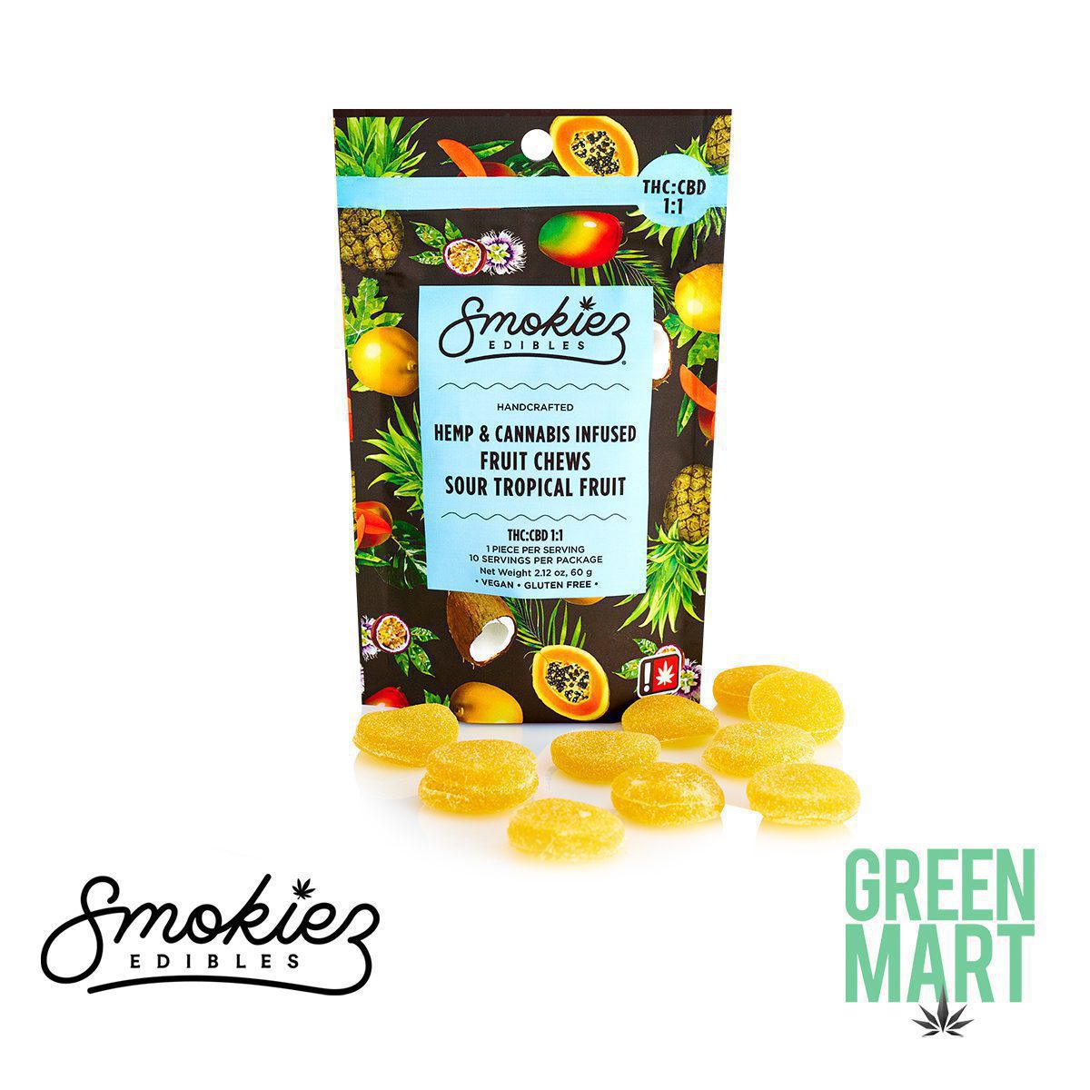 Smokiez - Sour Tropical 100mg THC/CBD Gummies