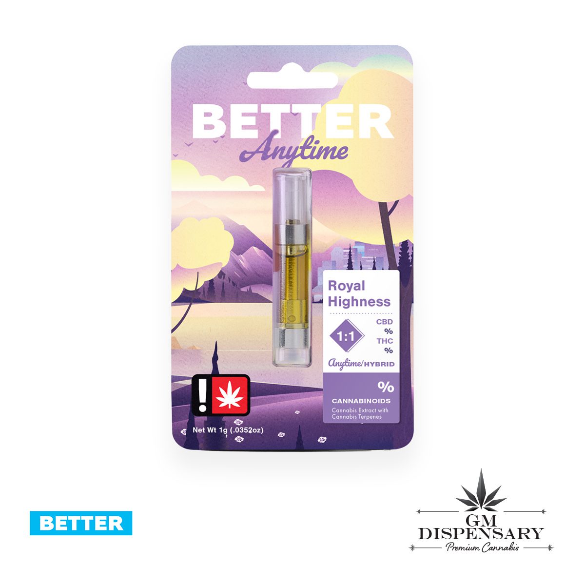 Better - Anytime 1:1 CBD Royal Highness Cart 1g