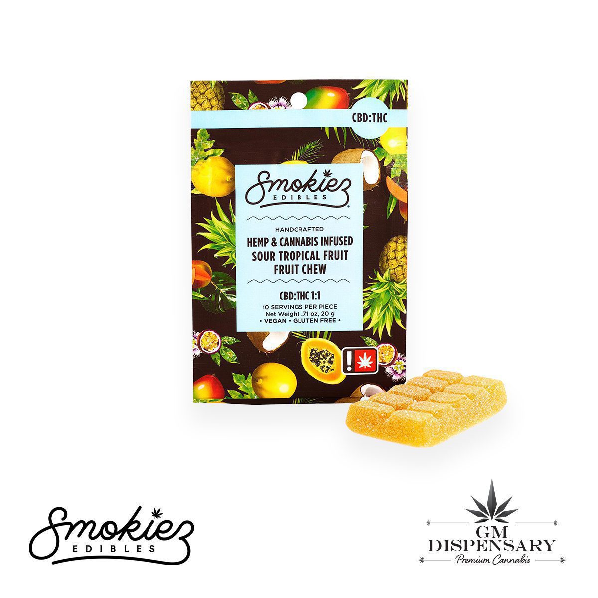 Smokiez Singles - Sour Tropical 100mg THC/CBD Gummy