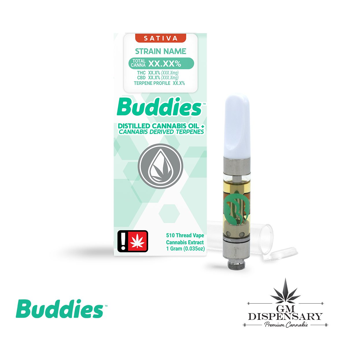 Buddies Brand Distillate Cartridge - Super Silver Haze 1g