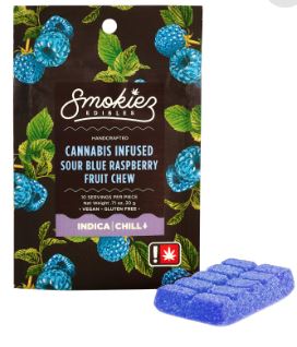 Smokiez Singles - Sour Blue Raspberry 100mg THC Gummy