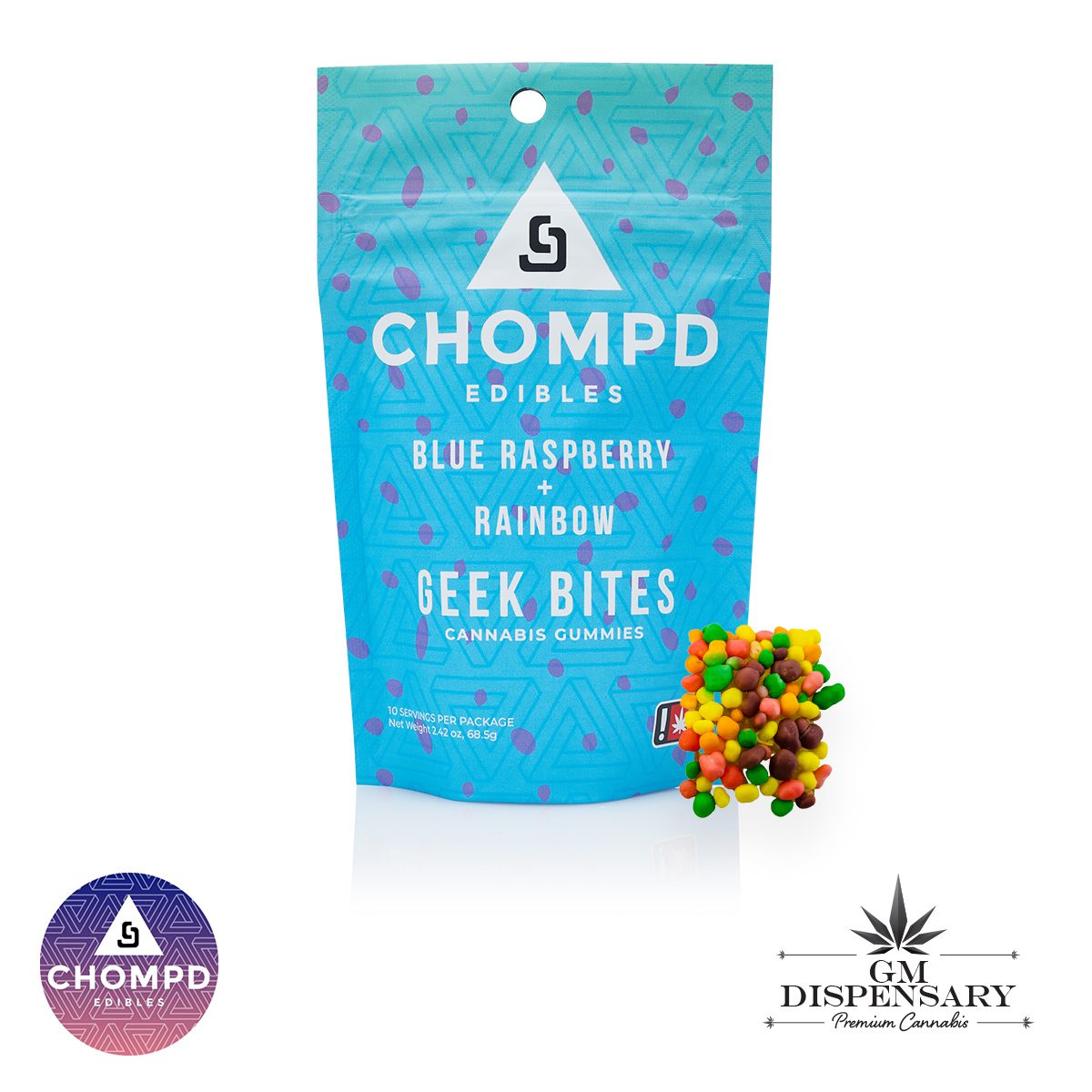 CHOMPD Edibles - Blue Raspberry Rainbow Geek Bites