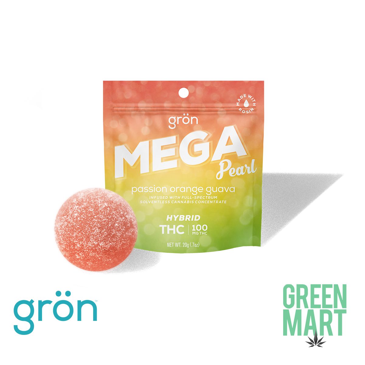 Gron Mega Pearl - Passion Orange Guava THC Gummy
