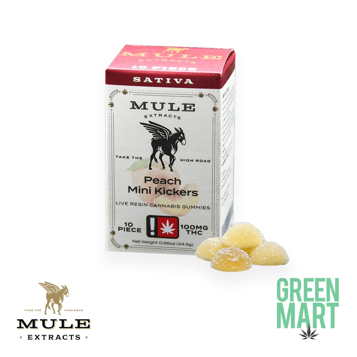 Mule Mini Kickers - Peach 10 Piece Gummies