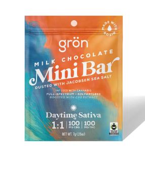Gron Chocolate - Milk Chocolate Sea Salt 1:1 THC/CBG Mini Bar