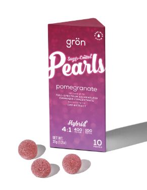 Gron Pearls 10pc - Pomegranate 4:1 CBD/THC Gummies