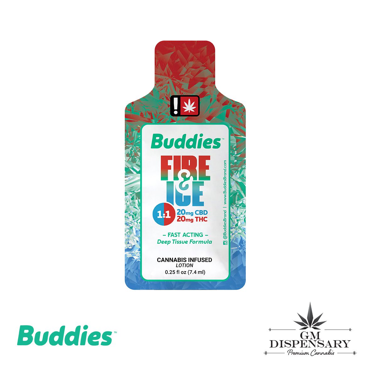 Buddies - Fire & Ice Single Serving 1:1 THC/CBD Topical Lotion