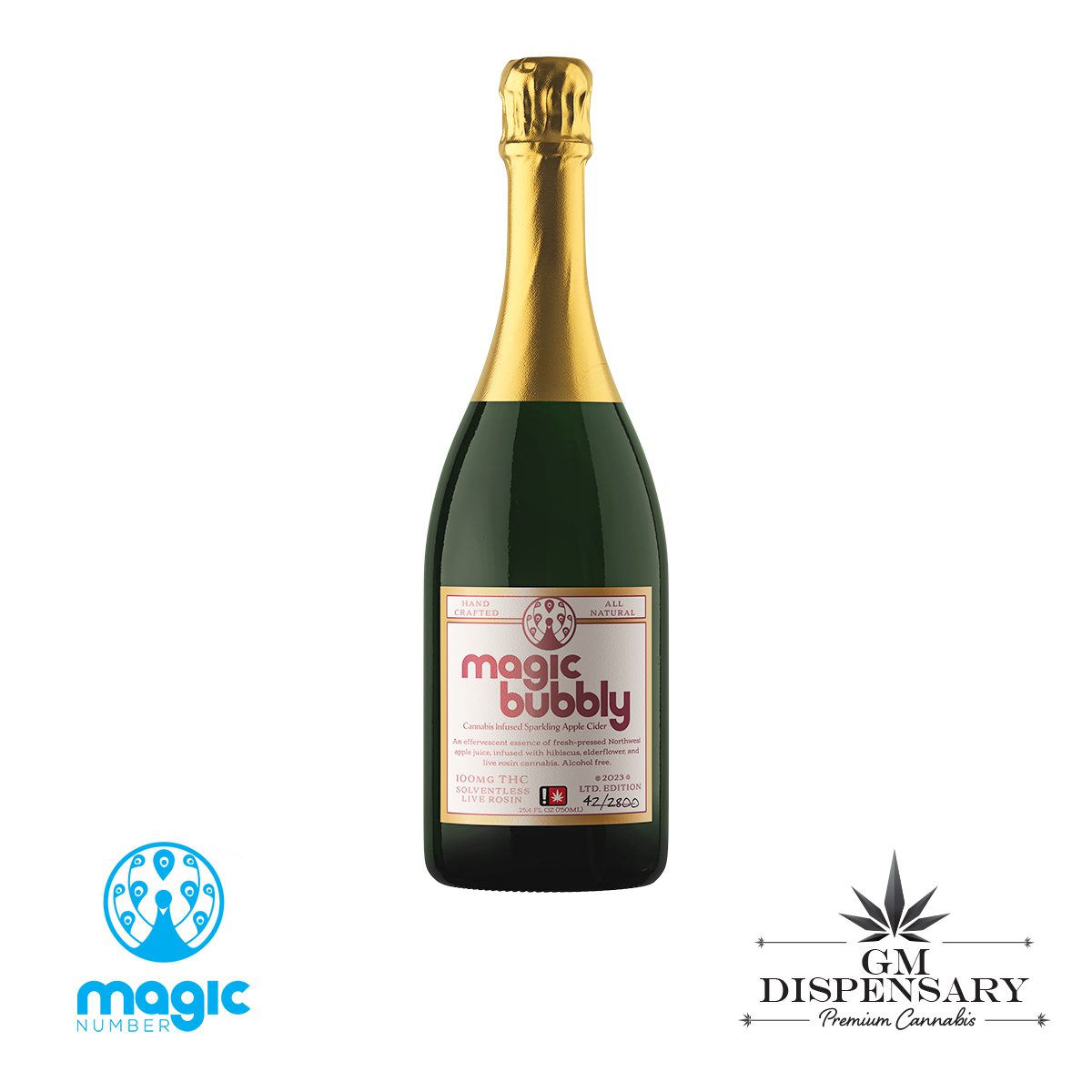 Magic Number - Bubbly Apple Cider Bottle 100mg Live Rosin Infused