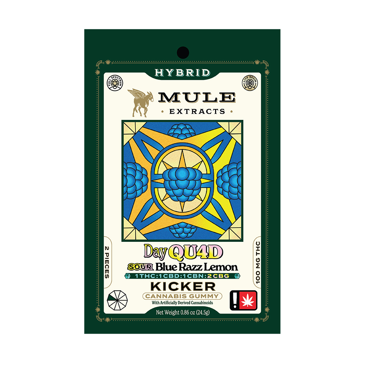 Mule Kicker - Sour Blue Razz Lemonade 1:1:1:2 Gummy 2pk