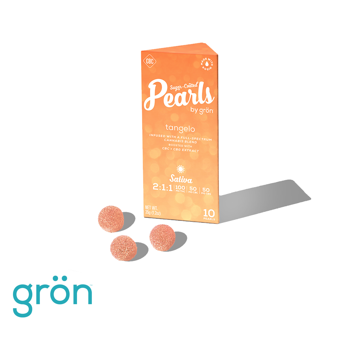 Gron Pearls 10pc - Tangelo 2:1:1 THC/CBG/CBC Gummies