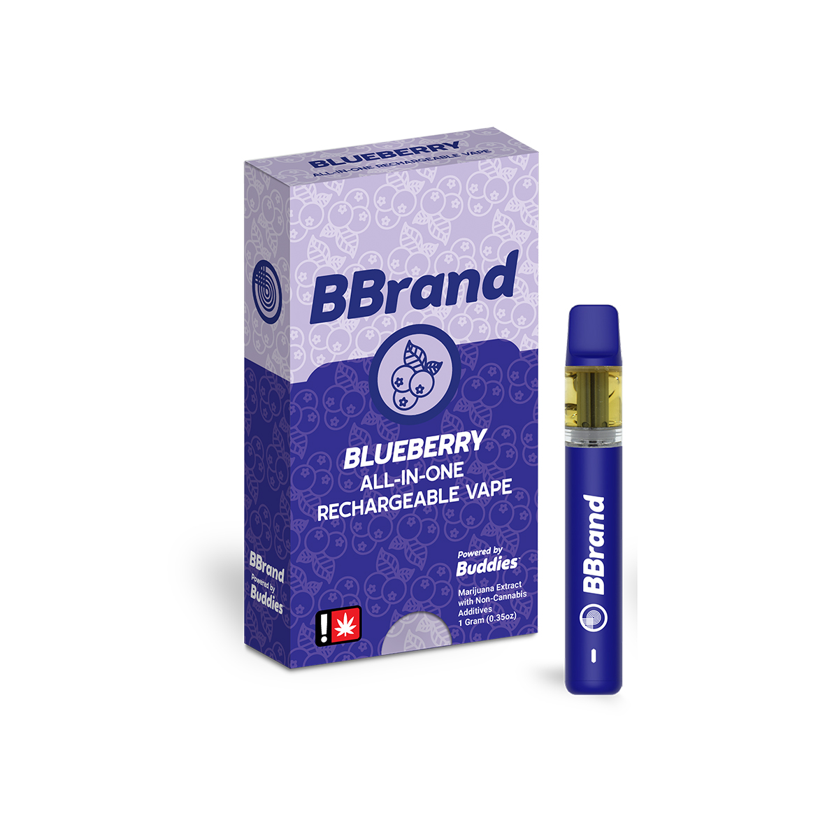 Buddies Brand 1G Flavored AIO Vape - Blueberry Muffin