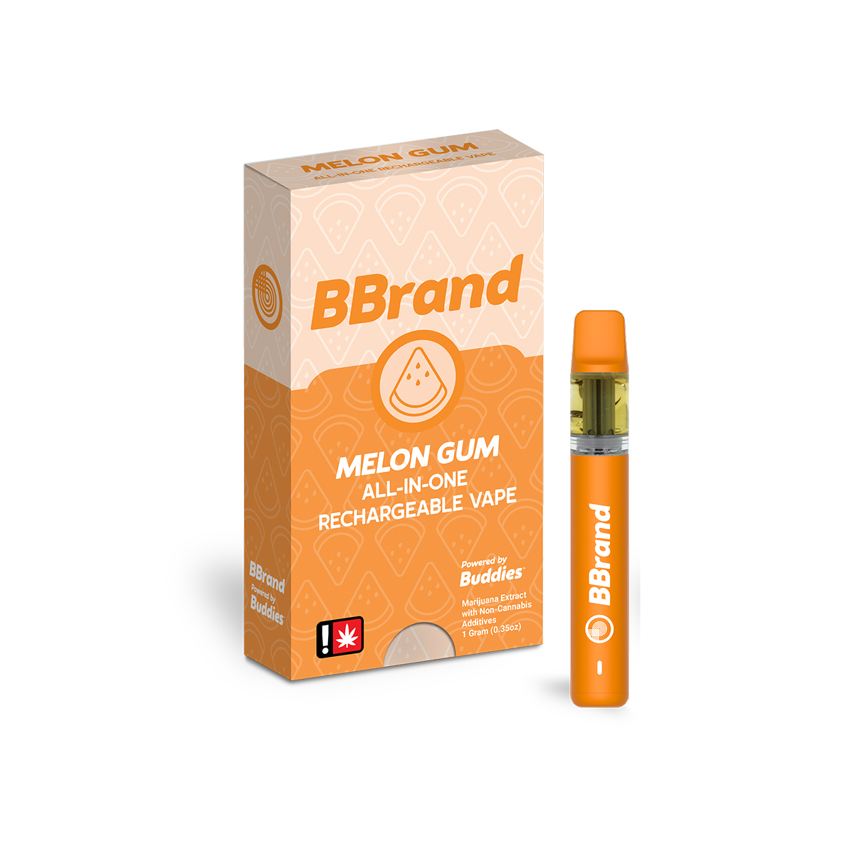 Buddies Brand 1G Flavored AIO Vape - Melon Gum