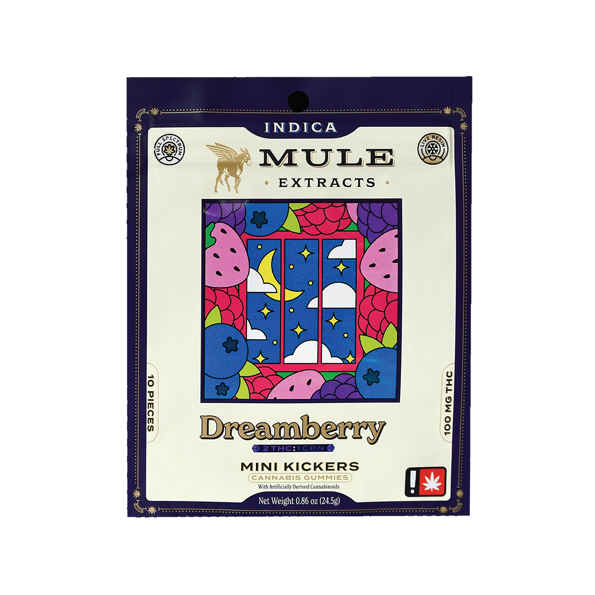 Mule Mini Kickers - Dreamberry 2:1 THC/CBN 10 Piece Gummies