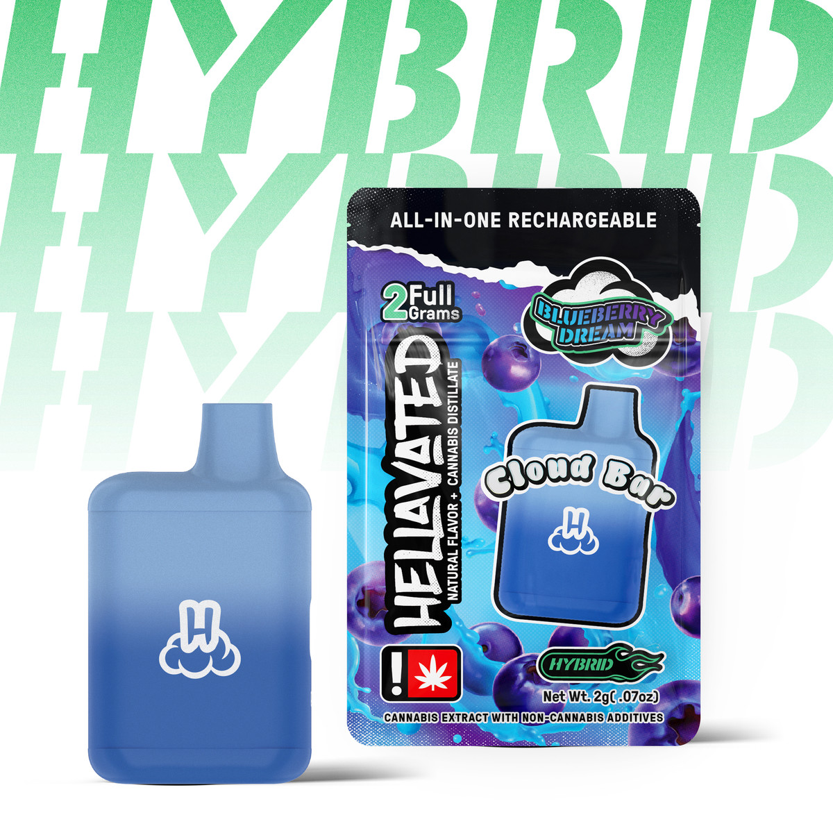 Hellavated 2g AIO Cloud Bar - Blueberry Dream