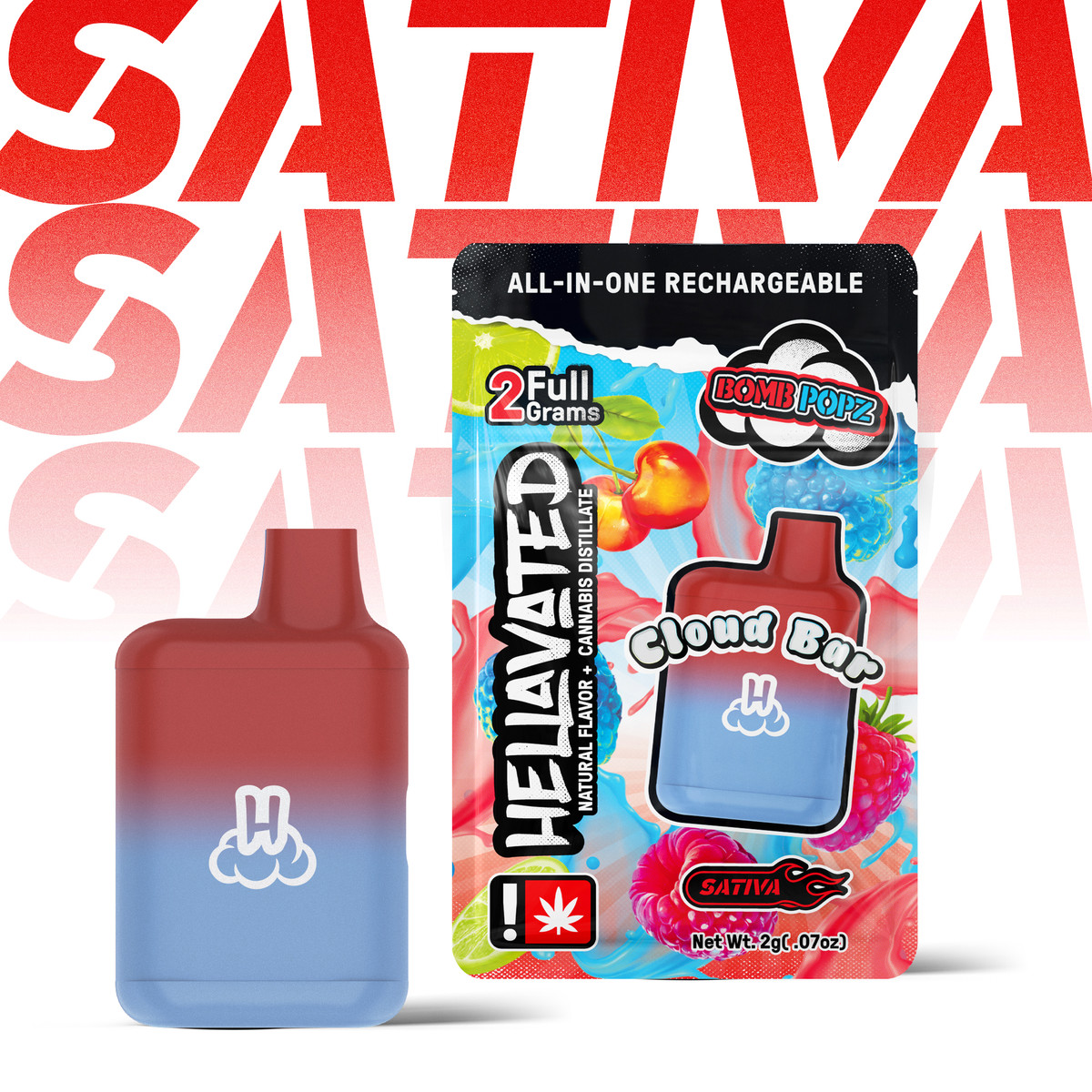 Hellavated 2g AIO Cloud Bar - Bomb Popz