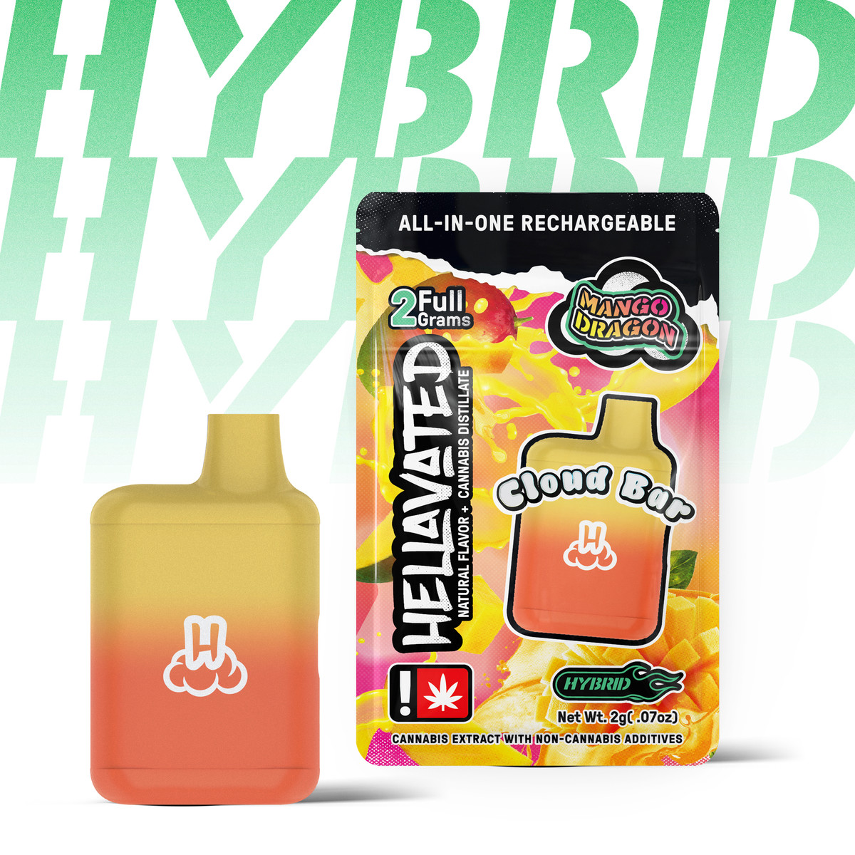 Hellavated 2g AIO Cloud Bar - Mango Dragon