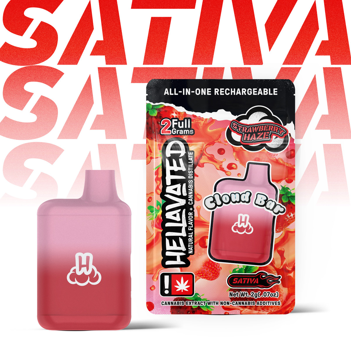Hellavated 2g AIO Cloud Bar - Strawberry Haze