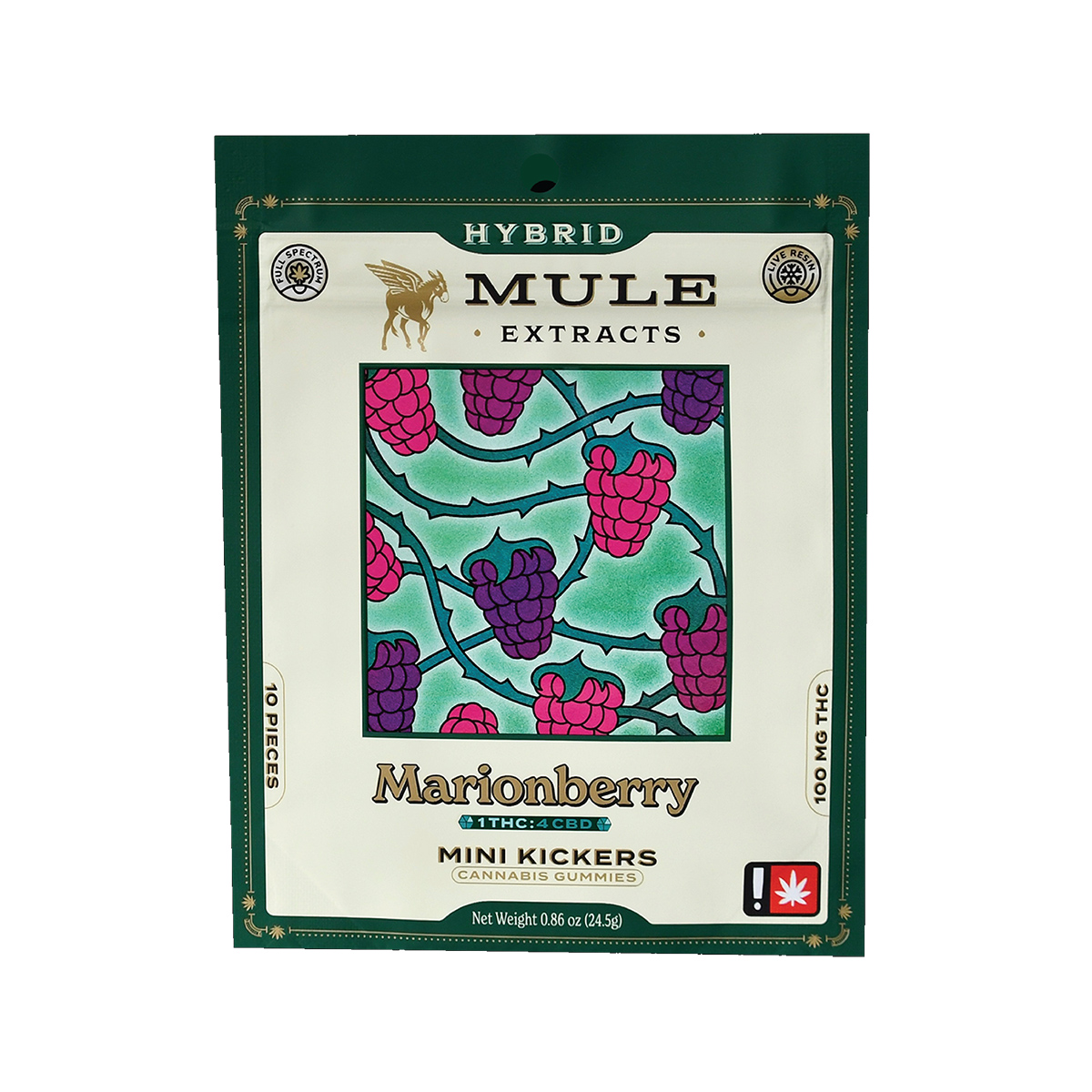 Mule Mini Kickers - Marionberry 1:4 THC/CBD 10 Piece Gummies