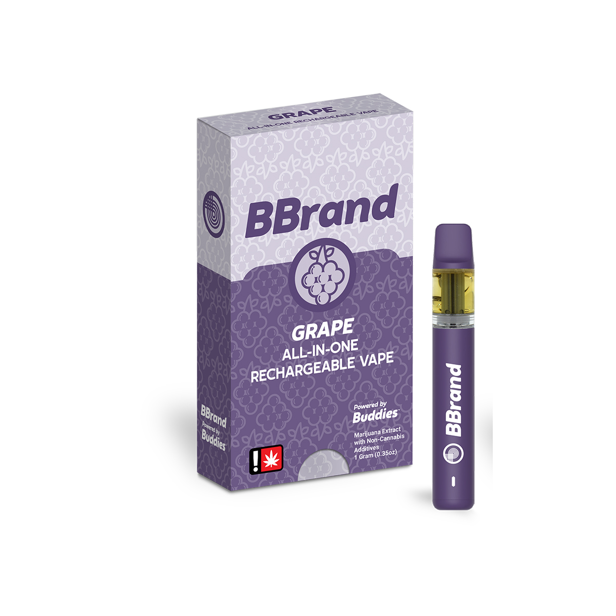 Buddies Brand 1G Flavored AIO Vape - Grape Ape