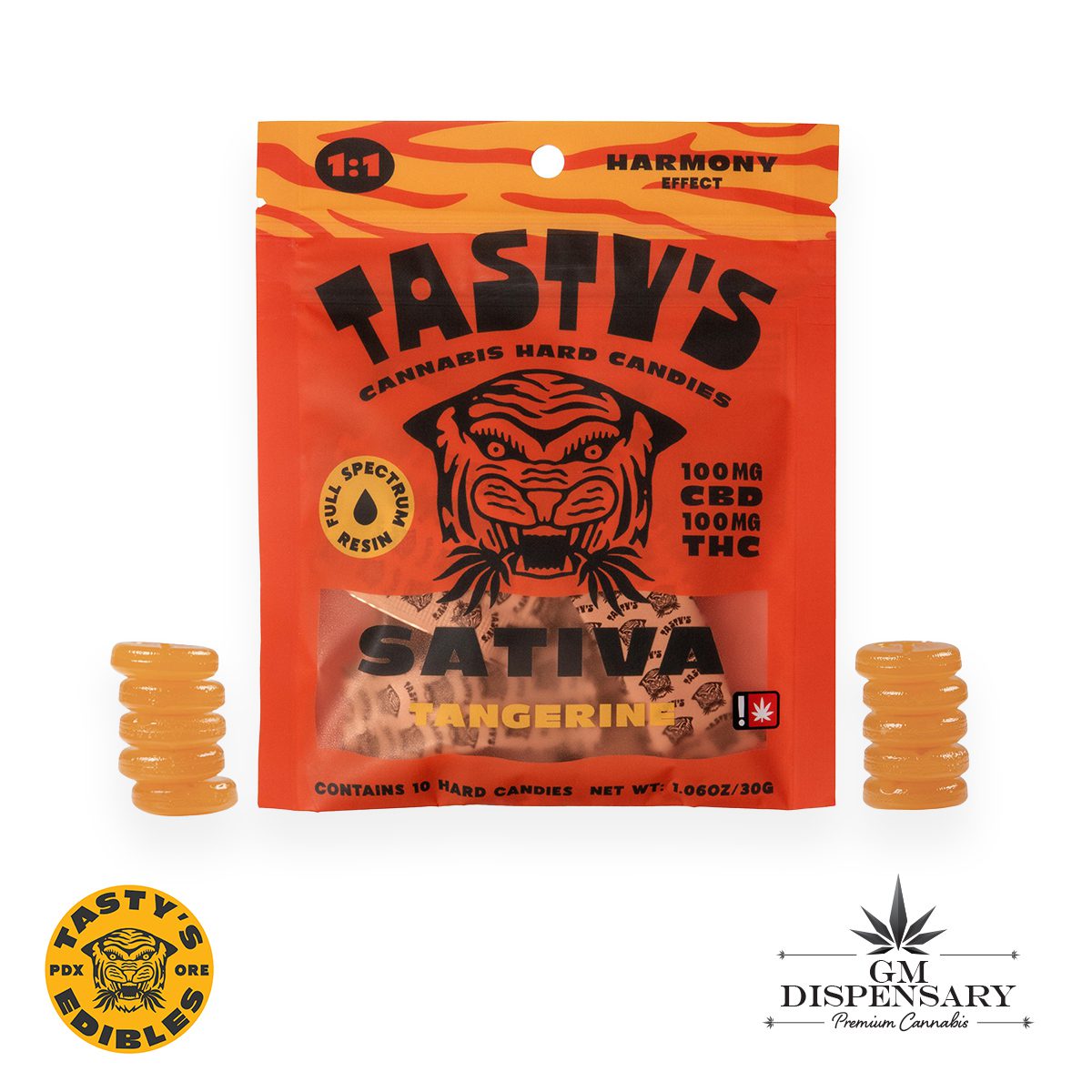 Tasty's Hard Candies - Tangerine 1:1 THC/CBD Sativa