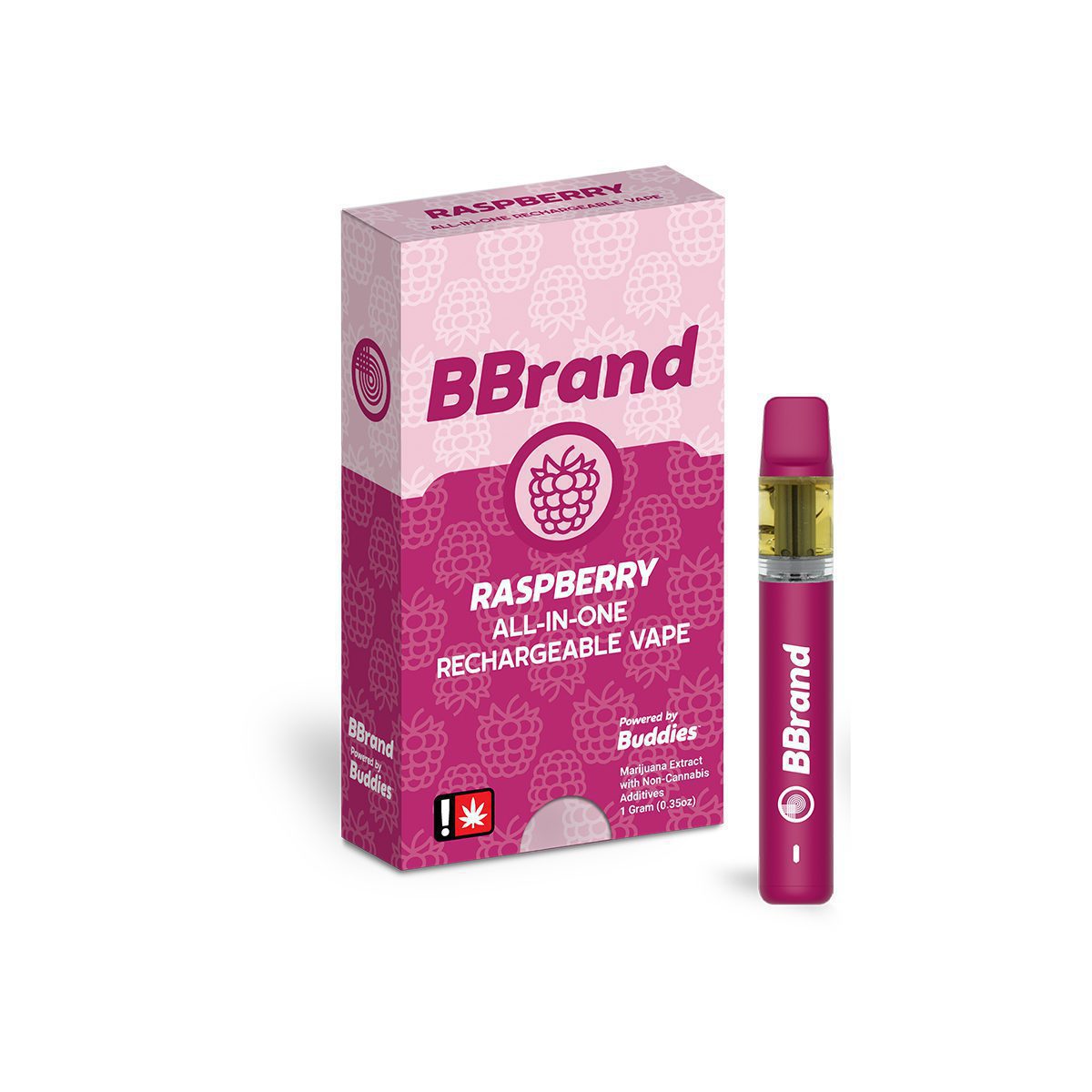 Buddies Brand 1G Flavored AIO Vape - Raspberry | Green Mart Beaverton