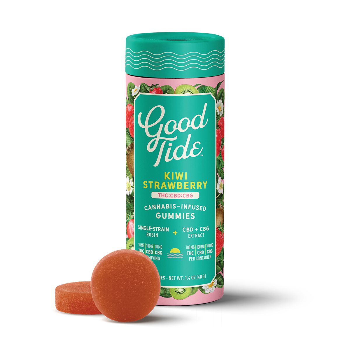 Good Tide - Kiwi Strawberry 1:1:1 THC/CBD/CBG Hash Rosin Gummies