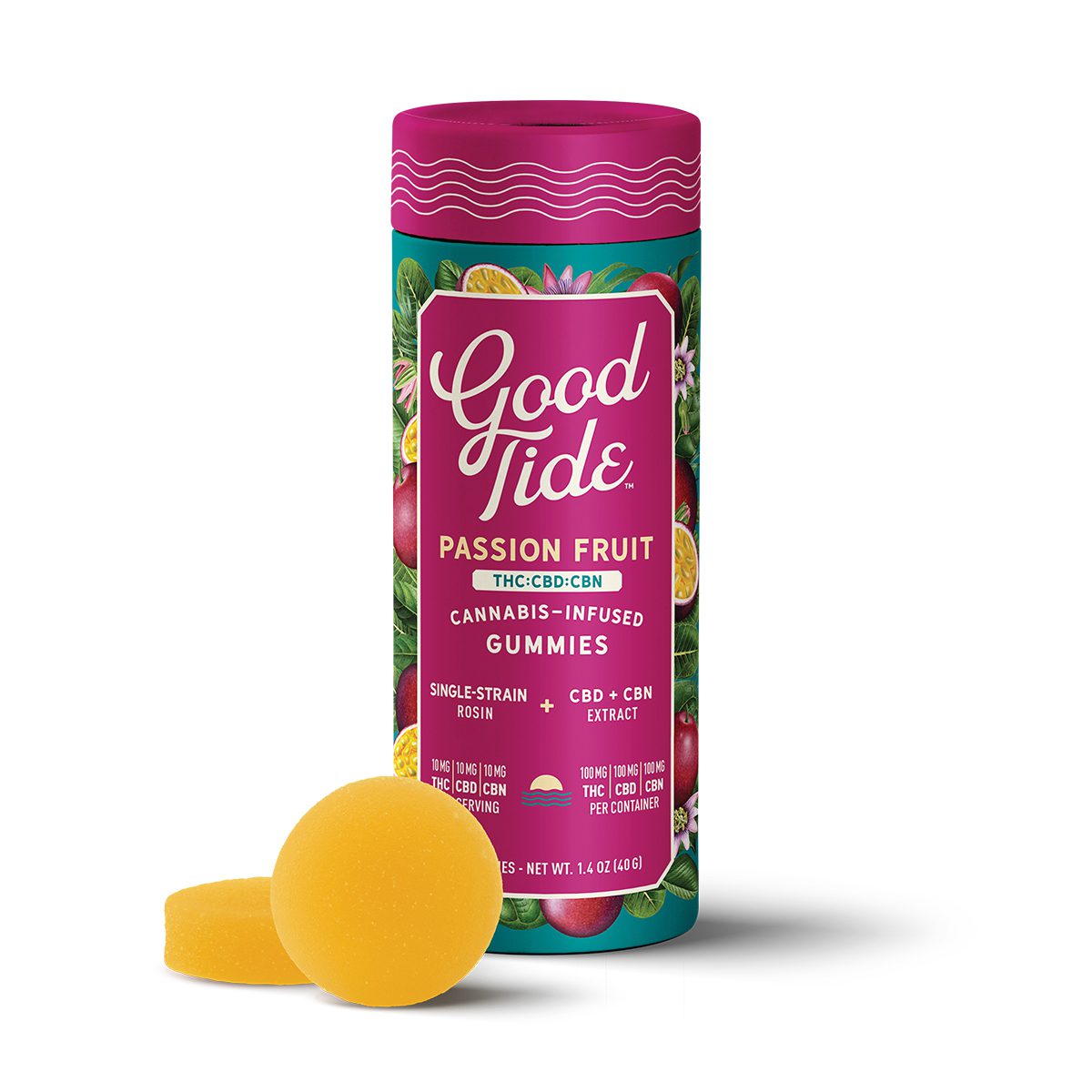 Good Tide - Passion Fruit 1:1:1 THC/CBD/CBN Hash Rosin Gummies