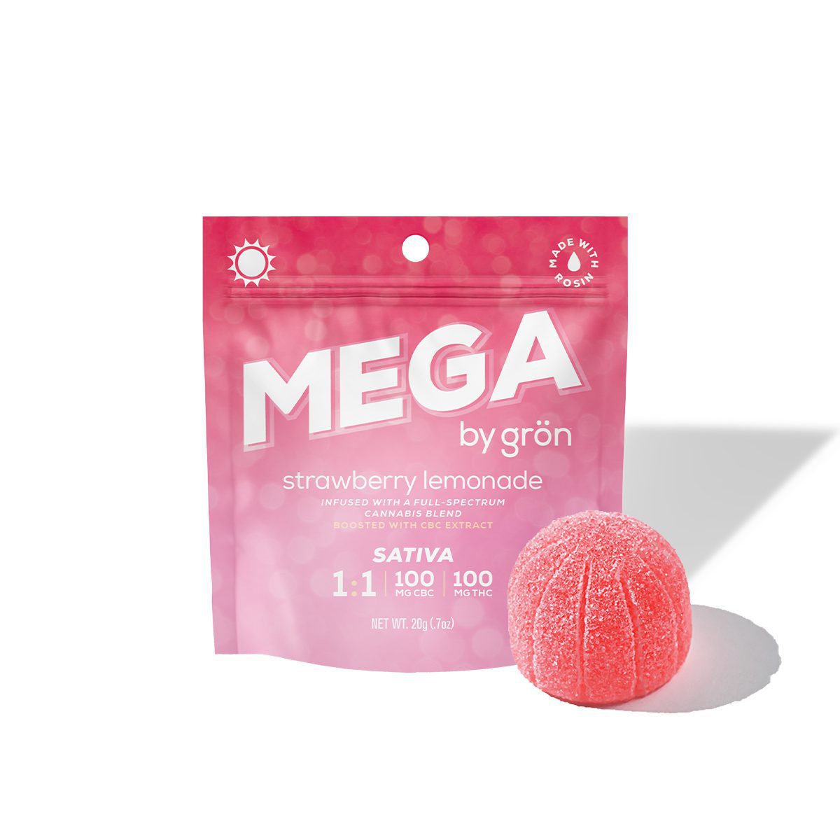 Gron Mega Pearl - Strawberry Lemonade 1:1 CBC/THC Gummy