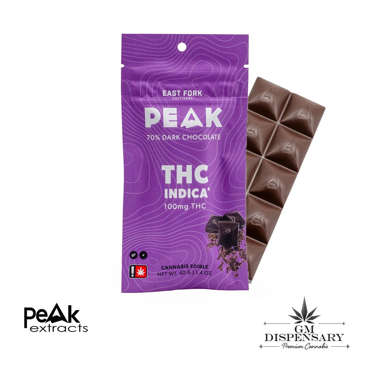 Peak Extracts - Purple Dosi 100mg Dark Chocolate Bar