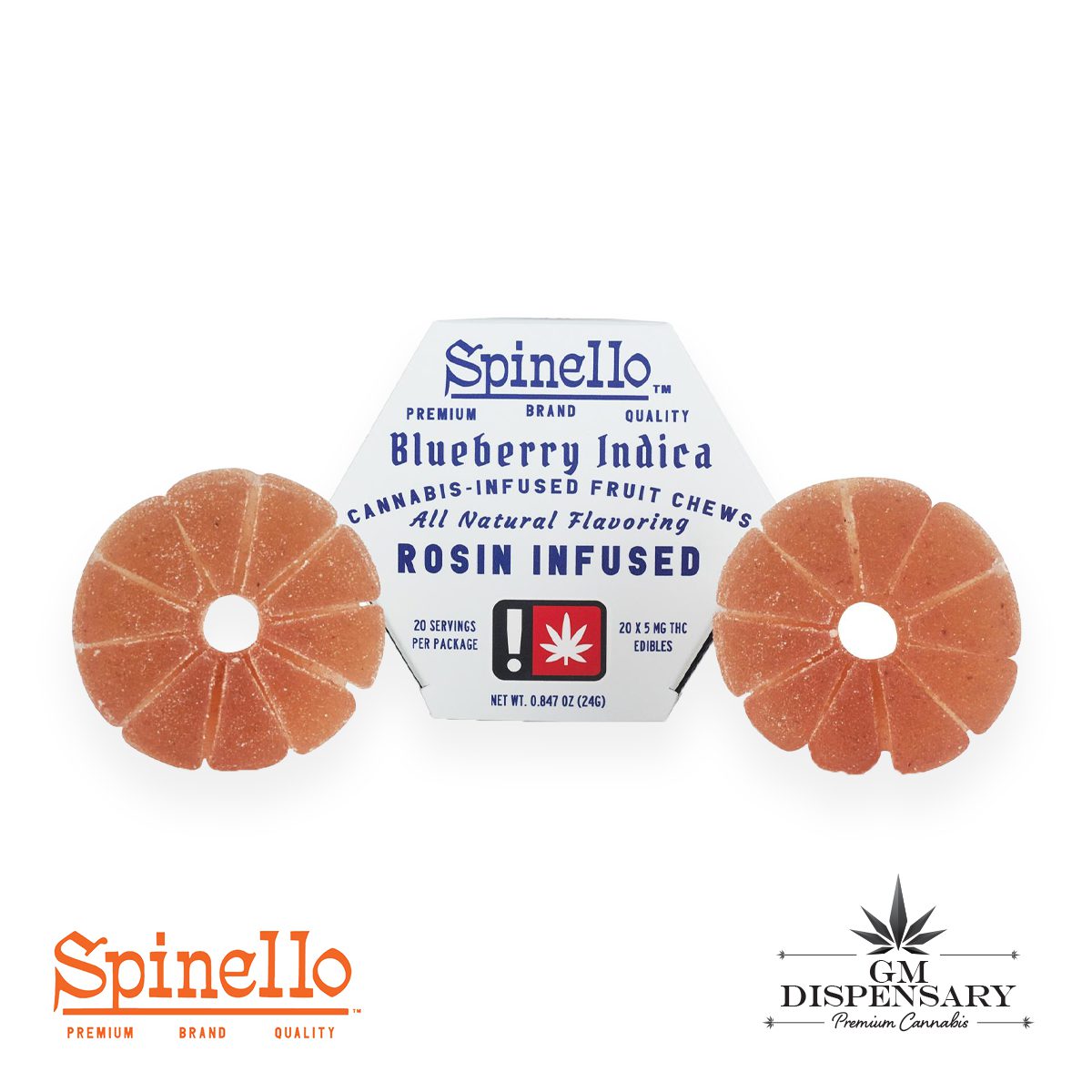 Spinello Solventless Rosin Gummies - Blueberry Indica 100mg