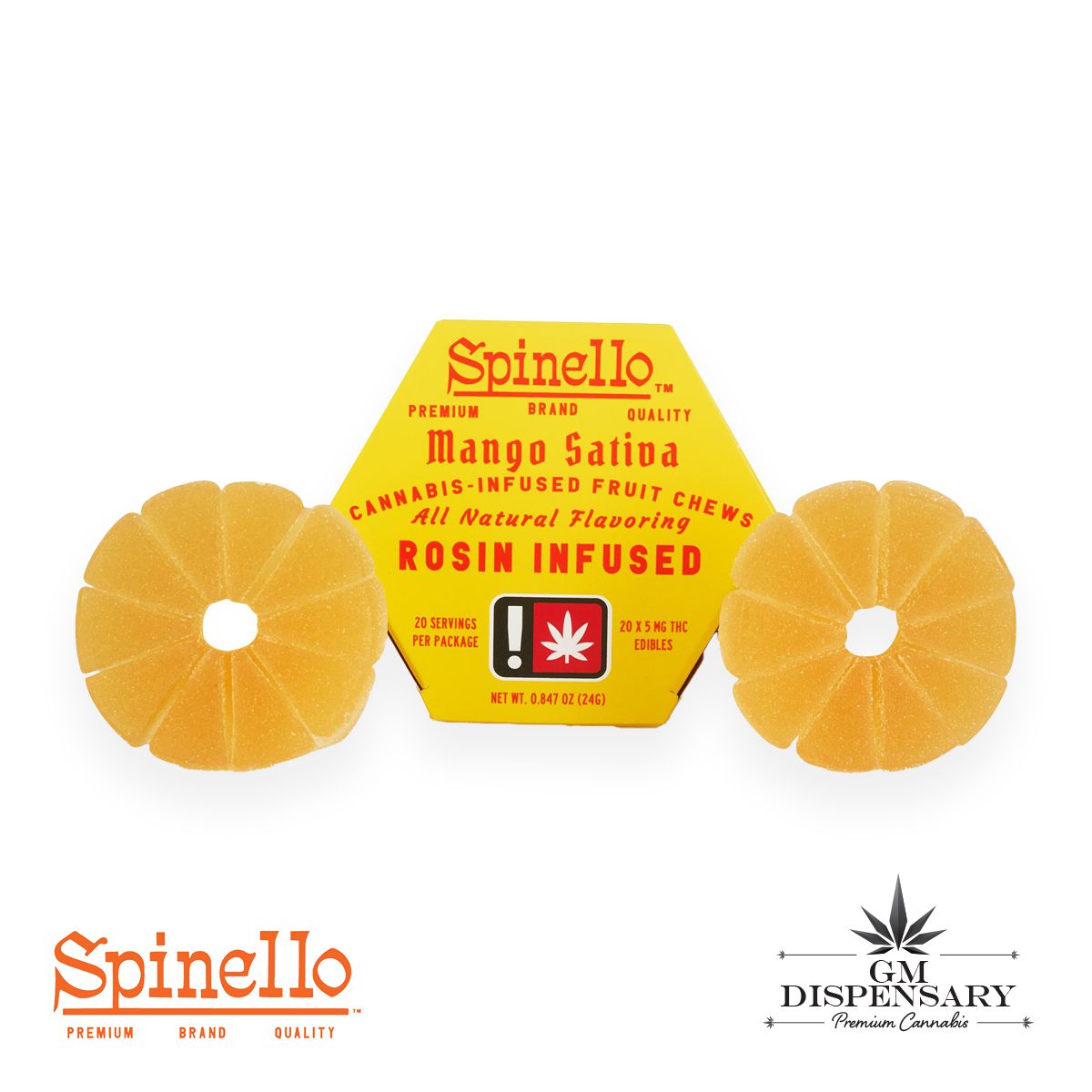 Spinello Solventless Rosin Gummies - Mango Sativa 100mg