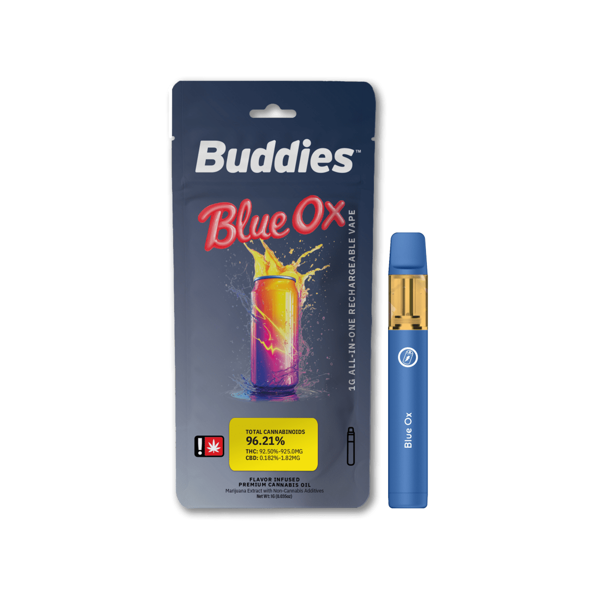 Buddies Brand 1G Flavored AIO Vape - Blue OX