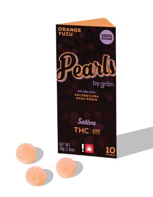 Gron Rosin Pearls 10pc - Orange Yuzu THC Gummies
