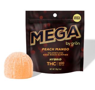 Gron Rosin Mega Pearl - Peach Mango THC Gummy
