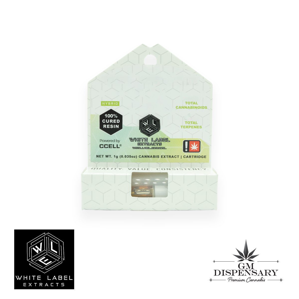 White Label Extracts 1g Cured Resin Cartridge - Carbon Gas