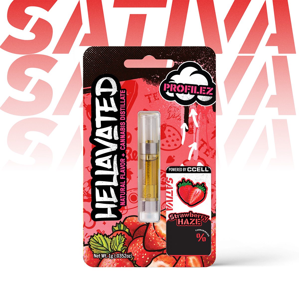 Hellavated 1g Cartridge - Strawberry Haze