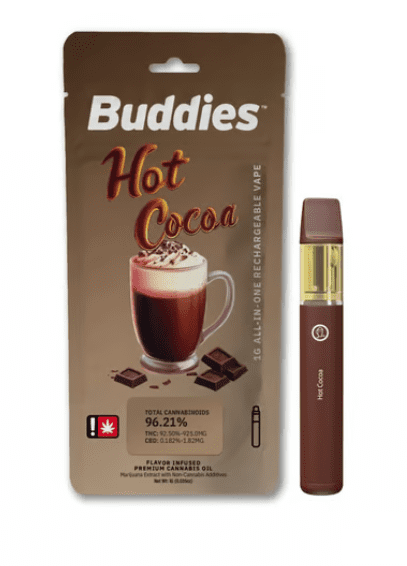 Buddies Brand 1G Flavored AIO Vape - Hot Cocoa
