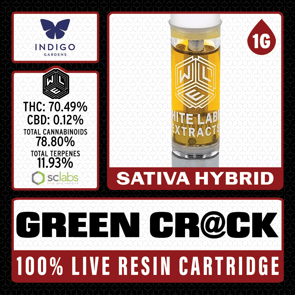 White Label Extracts 1g Cured Resin Cartridge - Green Cr@ck